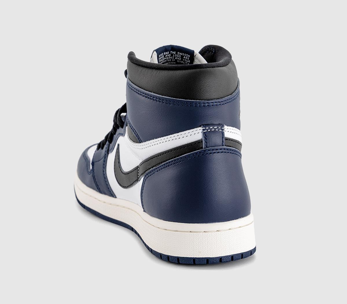 JordanAir Jordan 1 High TrainersMidnight Navy Blackwhitesail