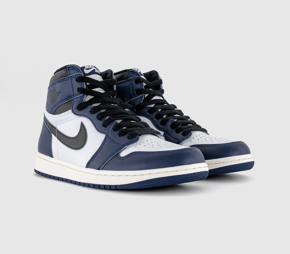 JordanAir Jordan 1 High TrainersMidnight Navy Blackwhitesail