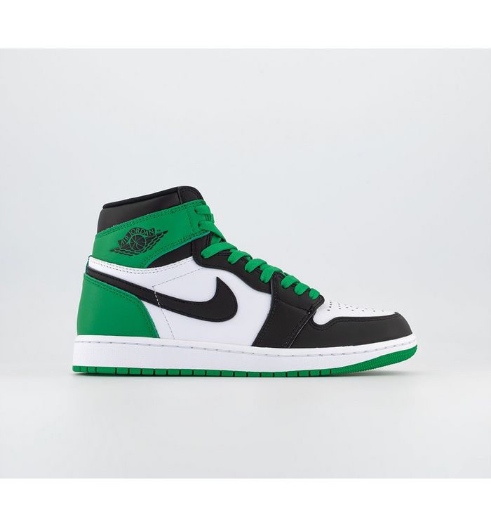 Jordan Air 1 High Trainers Lucky Green Black Toe Leather
