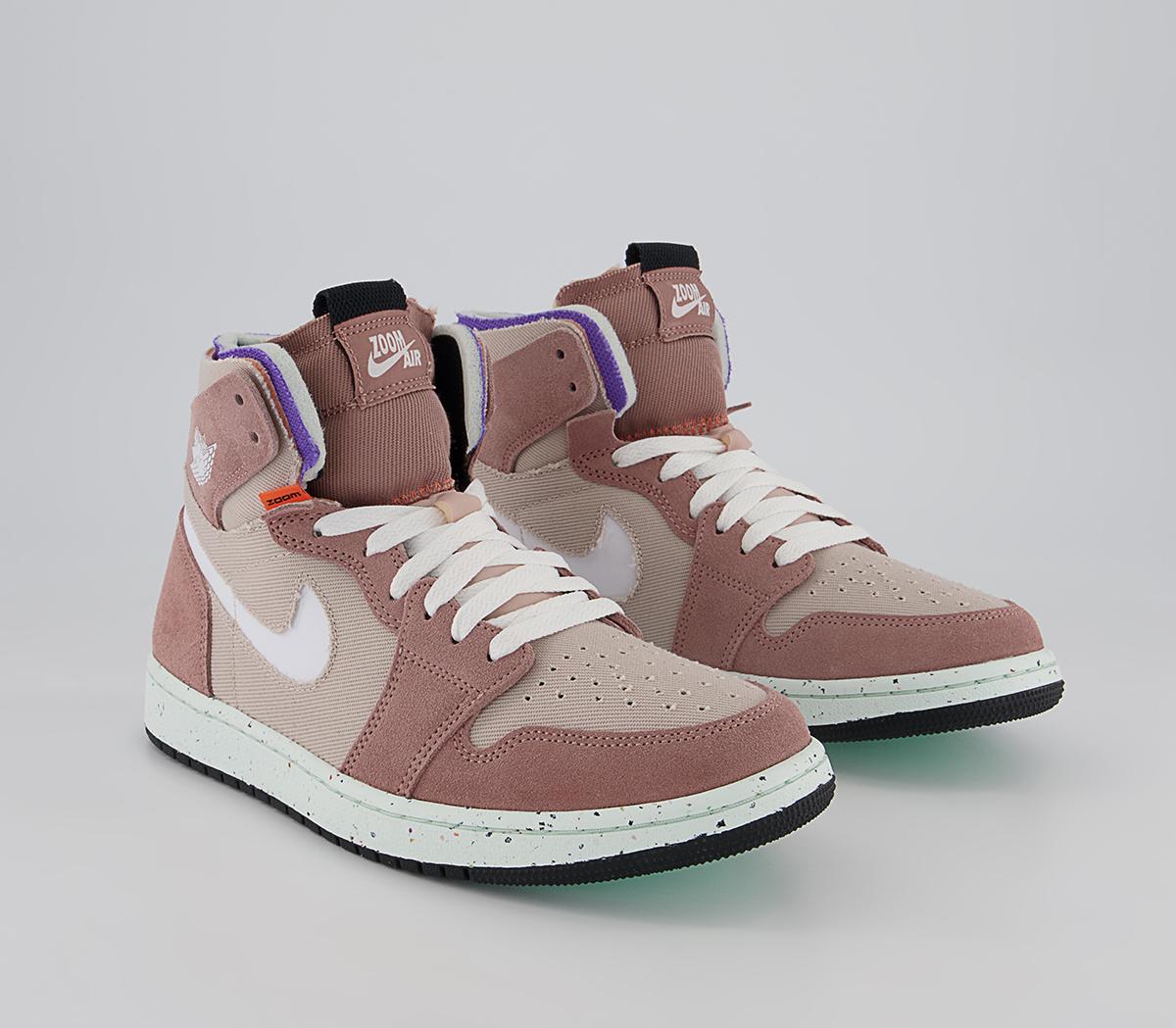 Jordan Air Jordan 1 Zoom Air Cmft Trainers Jordan Air Jordan 1 Zoom Air Cmft Trainers Fossil Stone White Fossil Rose Psychic Purple Tota