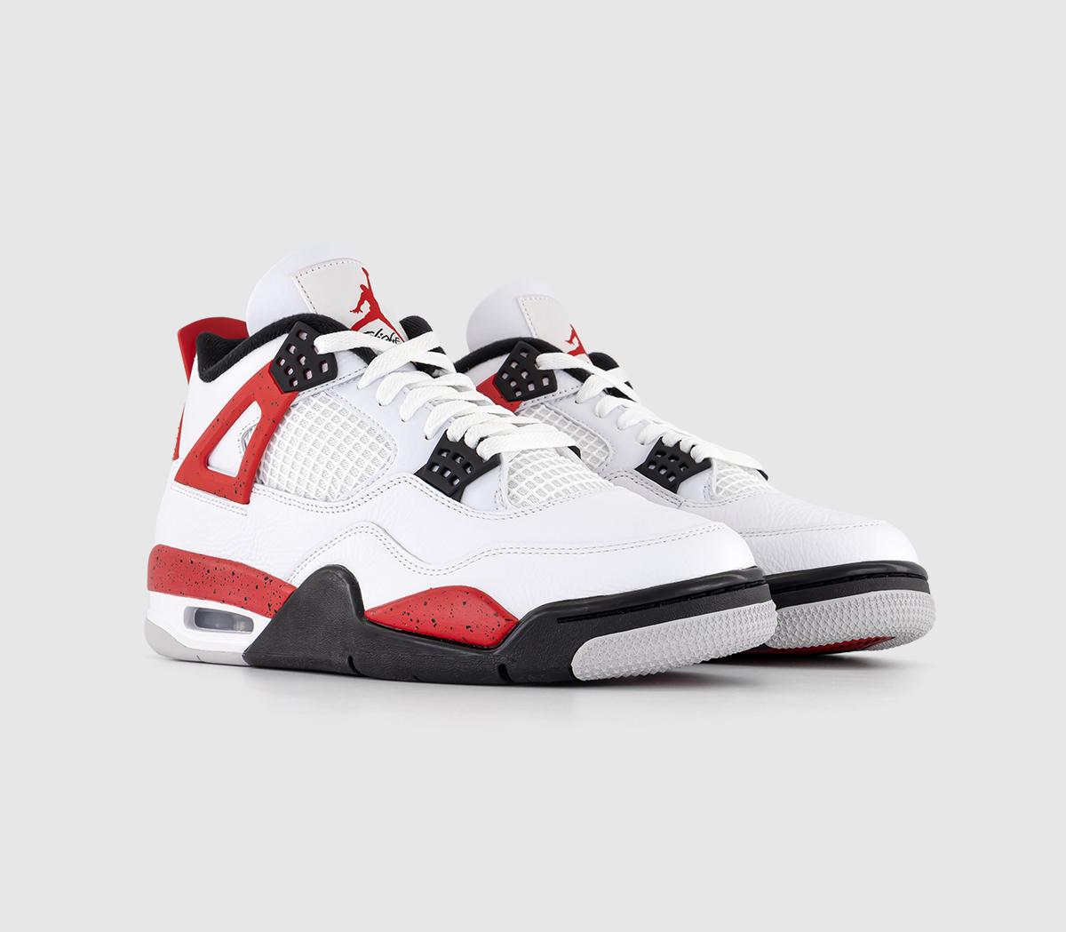 JordanAir Jordan 4 TrainersWhite Fire Red Black Neutral Grey