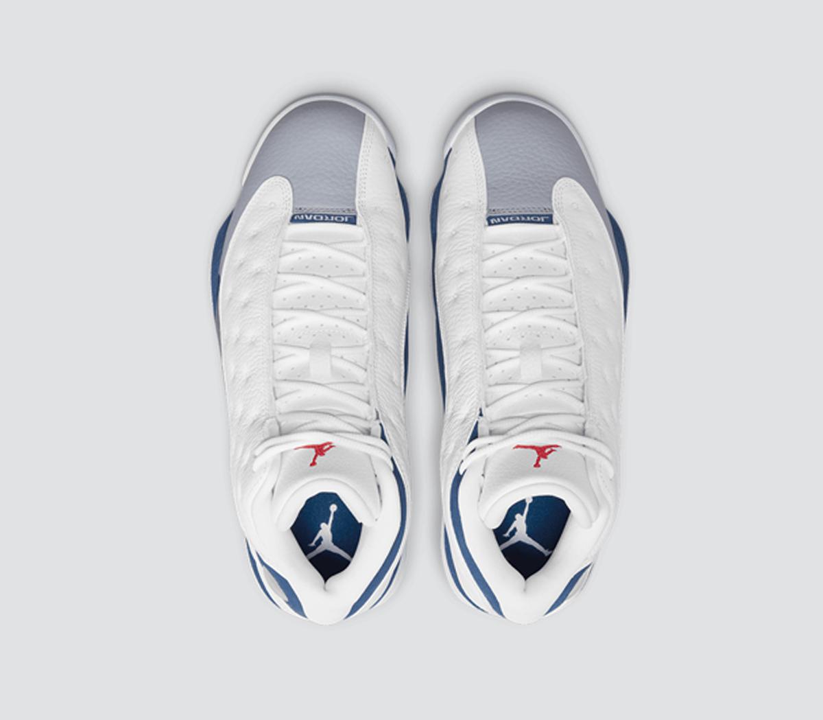 JordanAir Jordan 13 TrainersWhite Fire Red French Blue Light Steel Grey