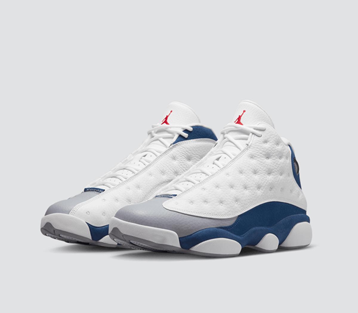 JordanAir Jordan 13 TrainersWhite Fire Red French Blue Light Steel Grey