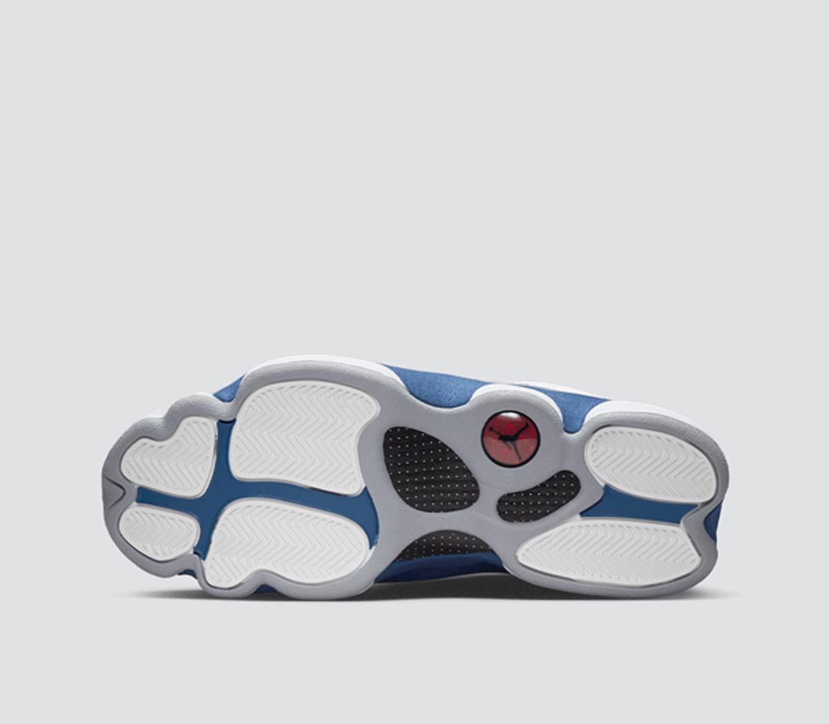 JordanAir Jordan 13 TrainersWhite Fire Red French Blue Light Steel Grey