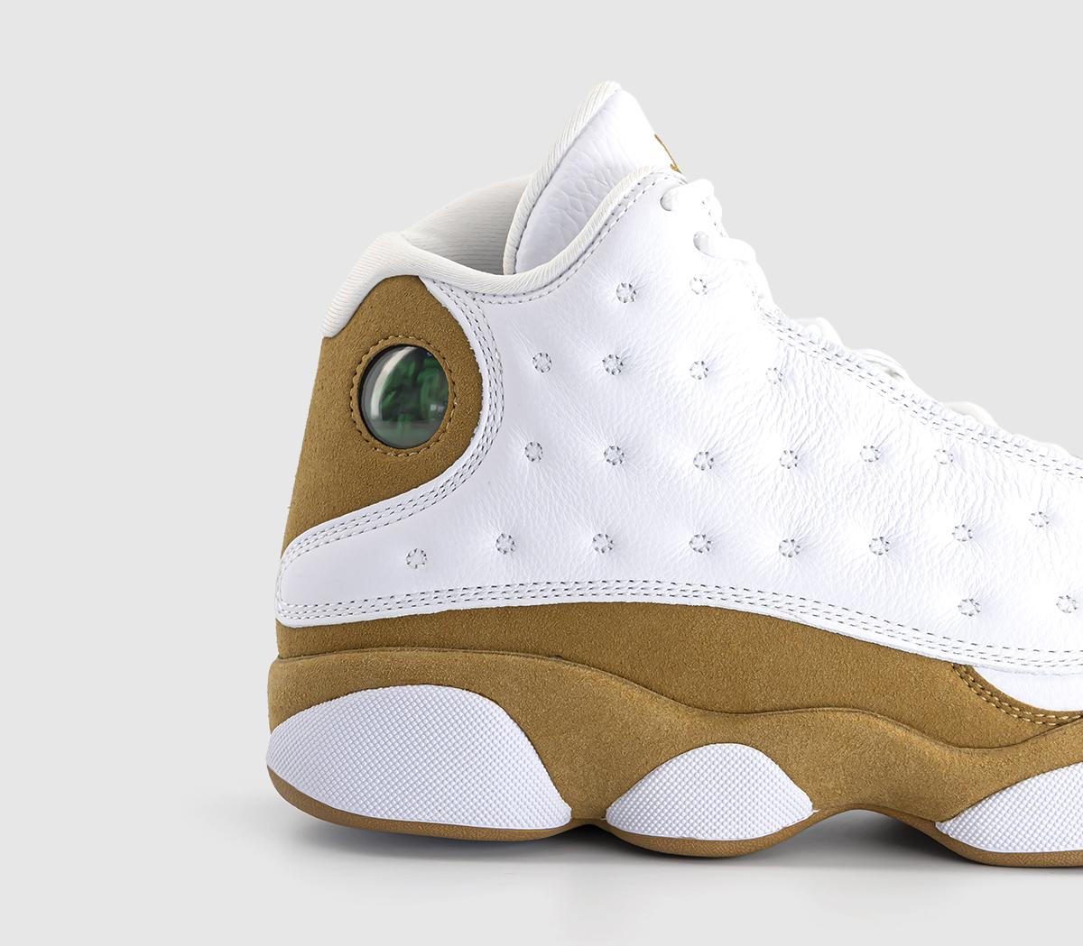 gold and white jordan 13s