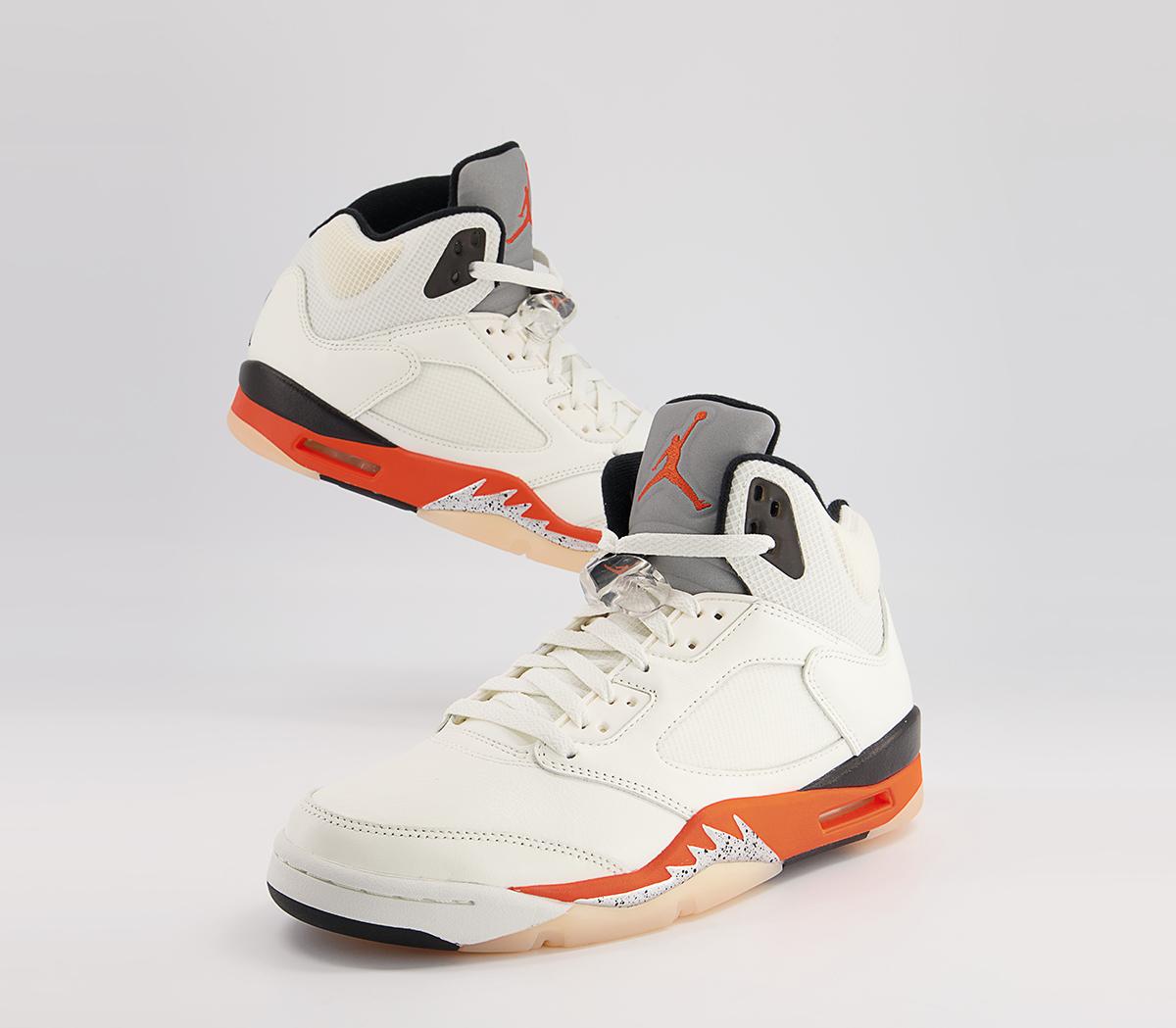 Jordan Air Jordan 5 Trainers Jordan Air Jordan 5 Trainers White Total Orange Multi
