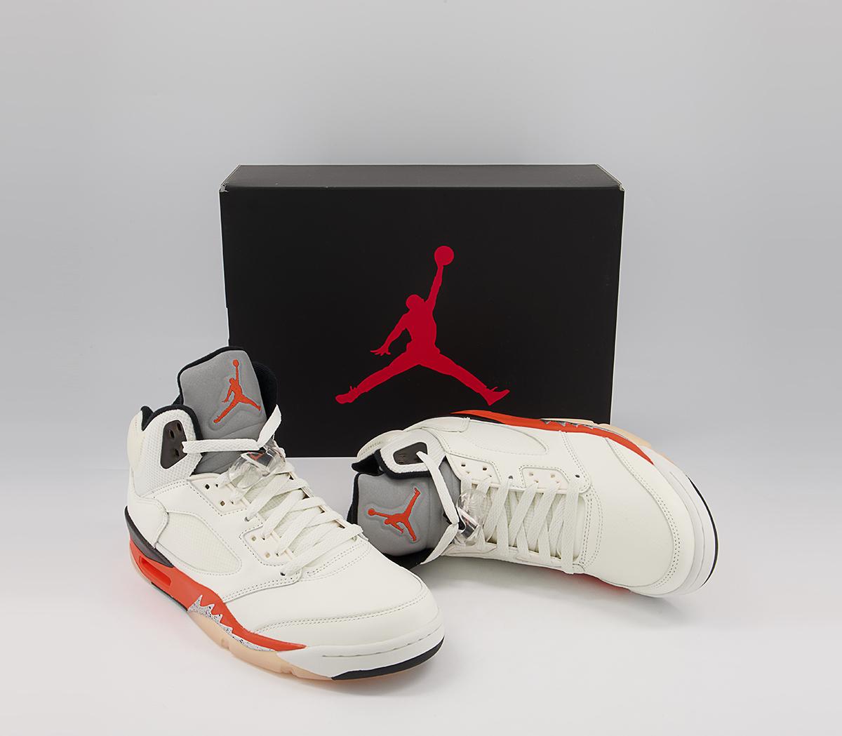 Jordan Air Jordan 5 Trainers Jordan Air Jordan 5 Trainers White Total Orange Multi