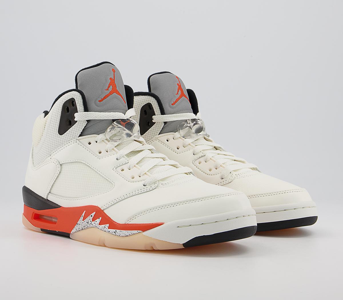 Jordan Air Jordan 5 Trainers Jordan Air Jordan 5 Trainers White Total Orange Multi