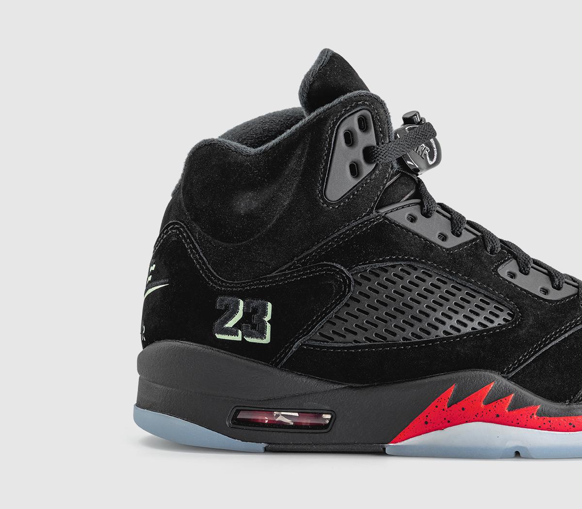 JordanAir Jordan 5 TrainersBlack Black Picante Red Glow N The Dark