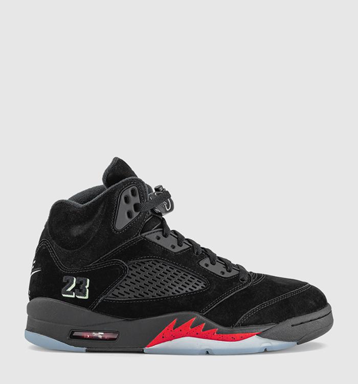 Jordan Air Jordan 5 Trainers Black Black Picante Red Glow N The Dark
