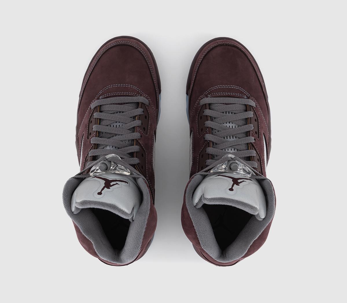 JordanAir Jordan 5 Trainers Deep Burgundy Light Graphite Metallic Silver