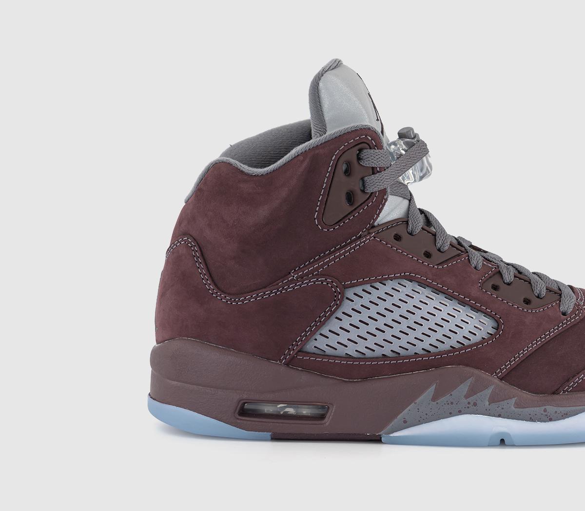 JordanAir Jordan 5 Trainers Deep Burgundy Light Graphite Metallic Silver
