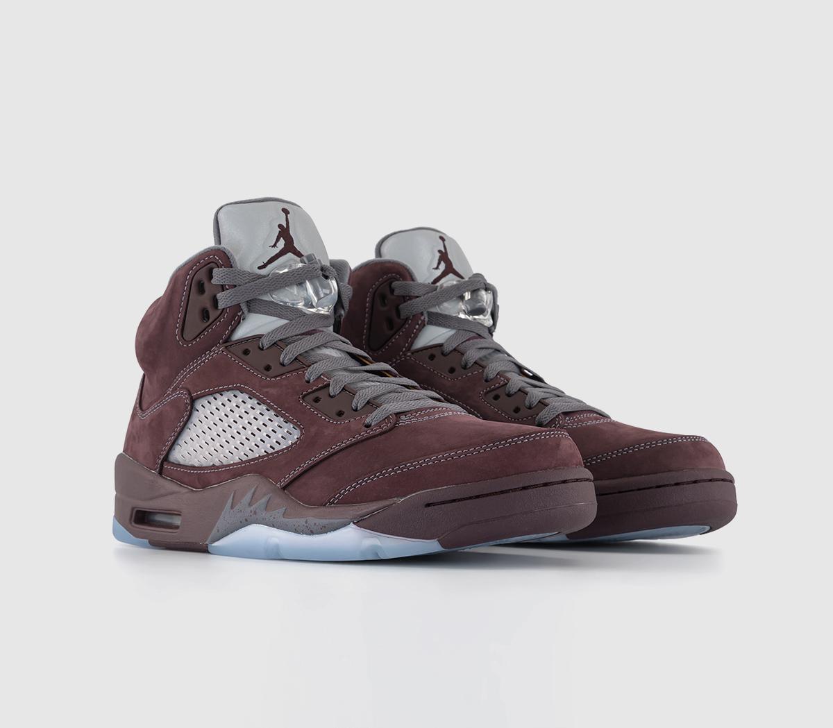 JordanAir Jordan 5 Trainers Deep Burgundy Light Graphite Metallic Silver