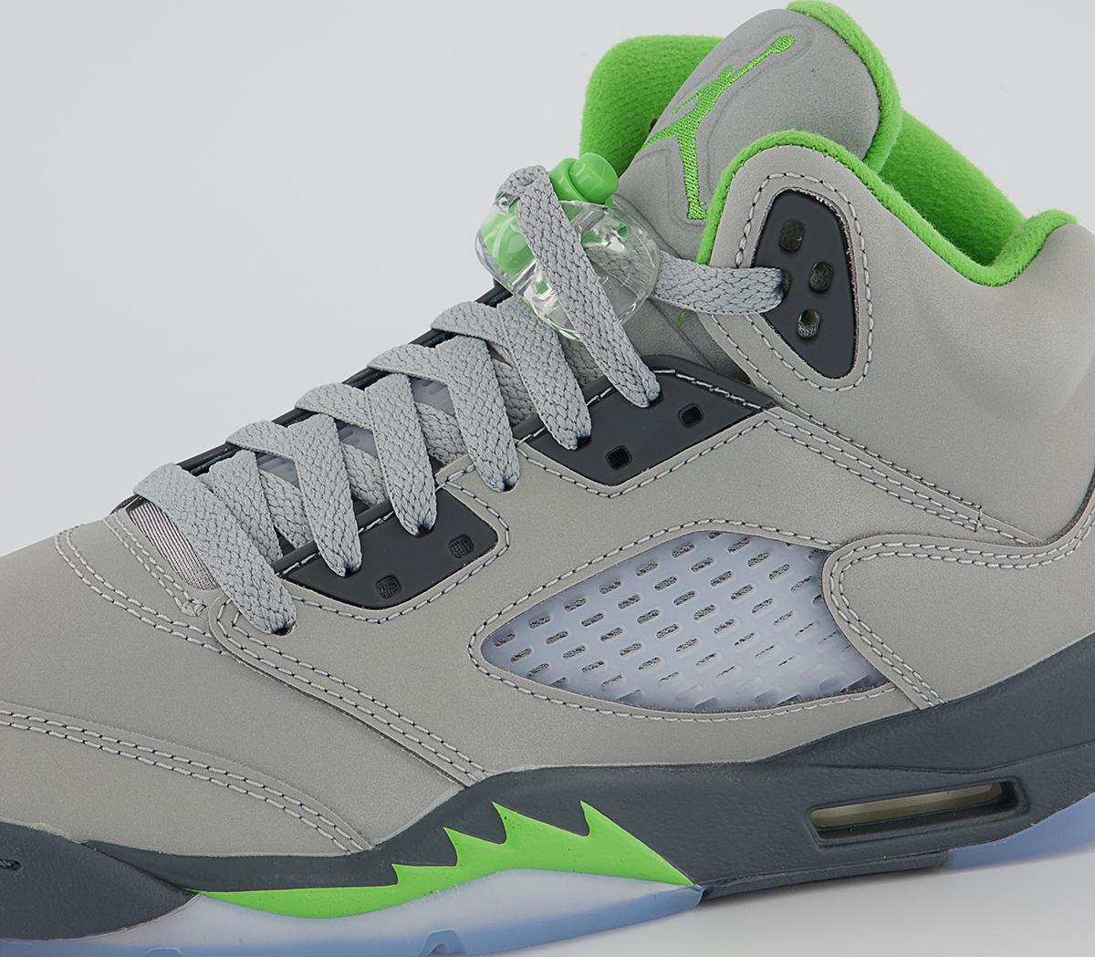 Jordan Air Jordan 5 Trainers Jordan Air Jordan 5 Trainers Silver Green Bean Flint Grey