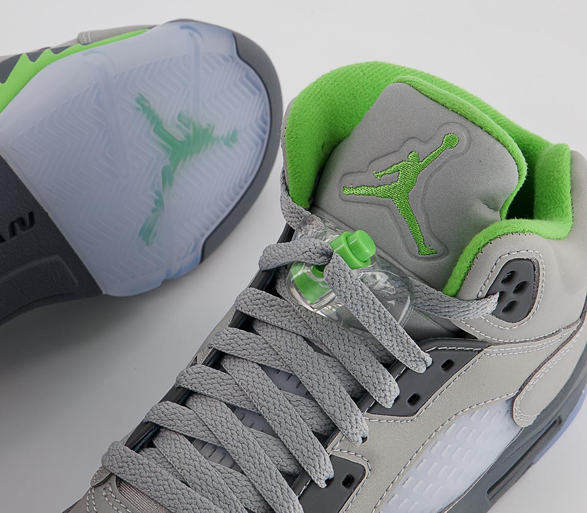 Jordan Air Jordan 5 Trainers Jordan Air Jordan 5 Trainers Silver Green Bean Flint Grey