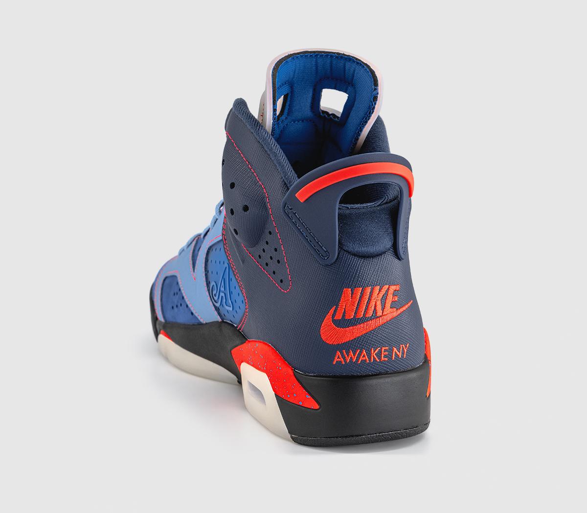 Awake NY x Air Jordan 6 Midnight Navy heel view showing AWAKE branding replacing traditional AIR text
