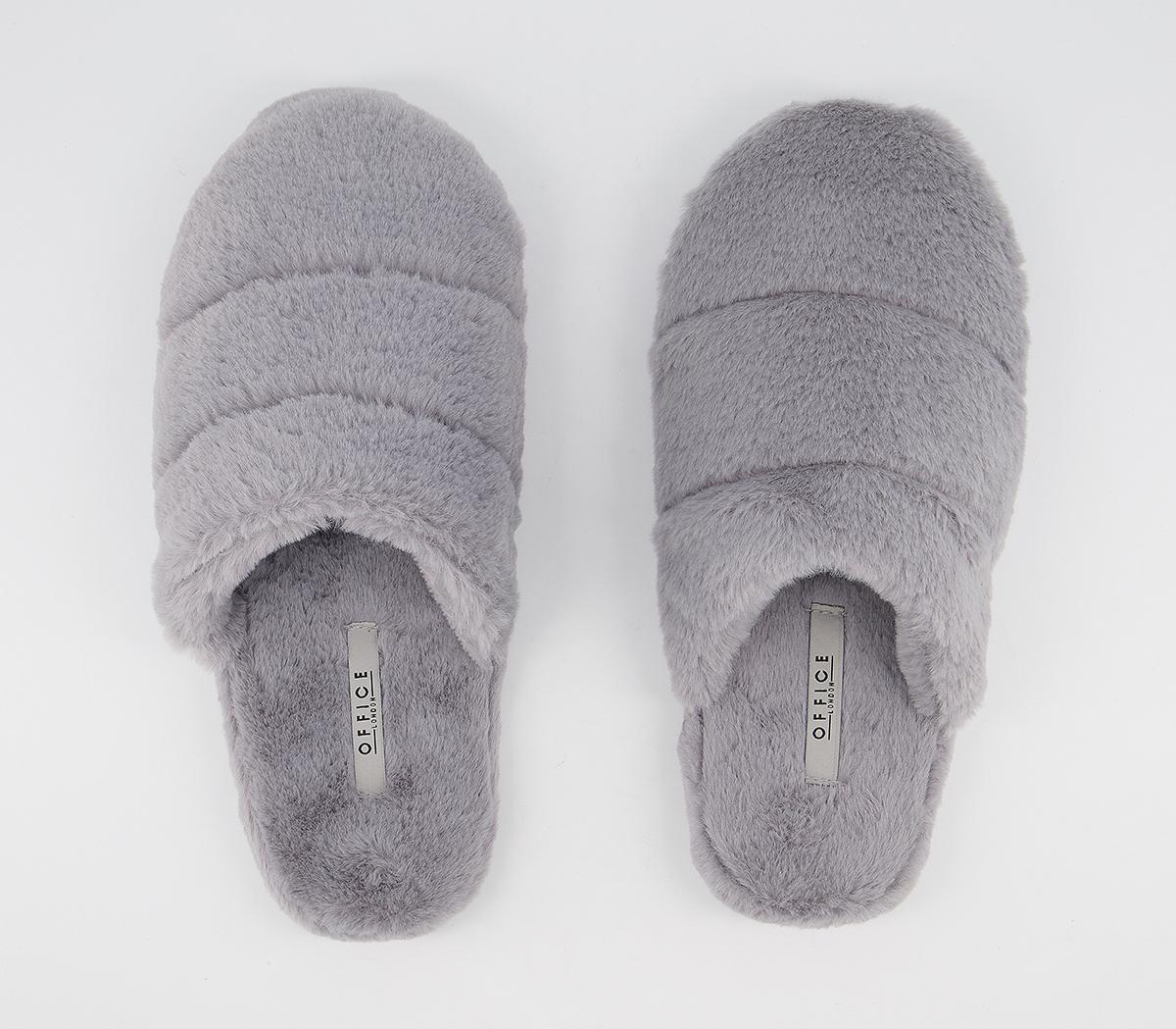 Office Farrah Furry Mule Slippers Office Farrah Furry Mule Slippers Grey Faux Fur