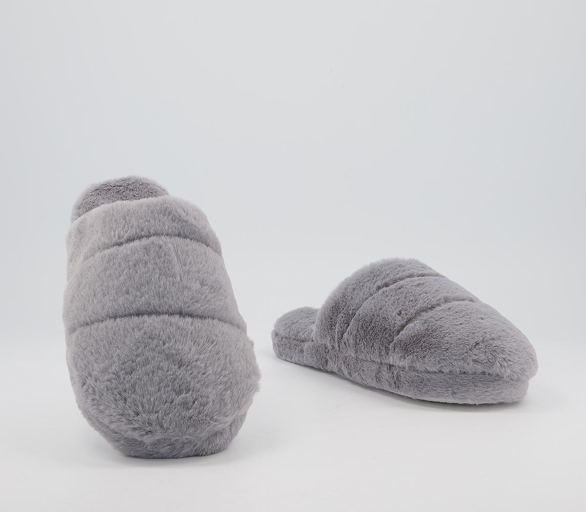 Office Farrah Furry Mule Slippers Office Farrah Furry Mule Slippers Grey Faux Fur
