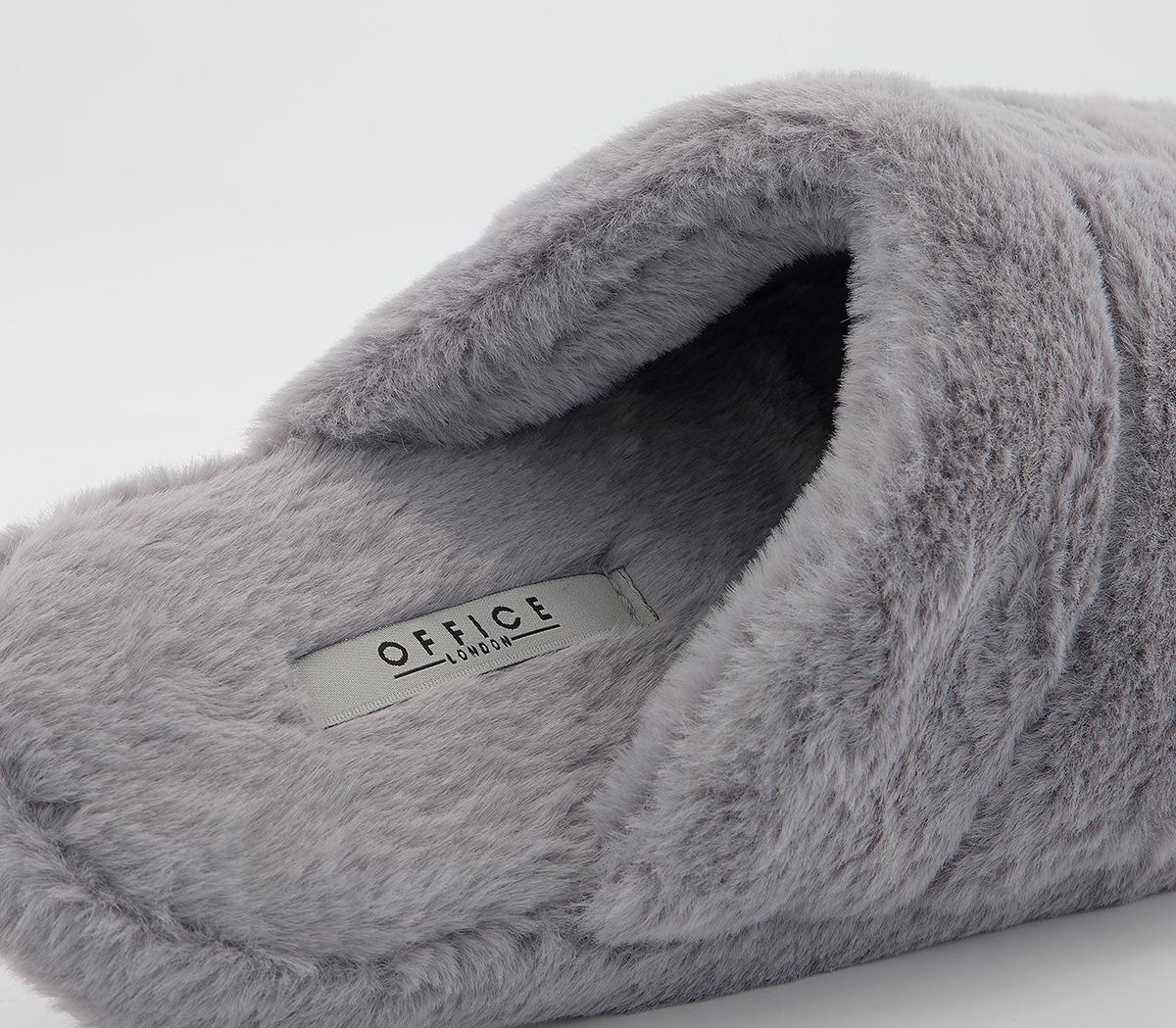 Office Farrah Furry Mule Slippers Office Farrah Furry Mule Slippers Grey Faux Fur