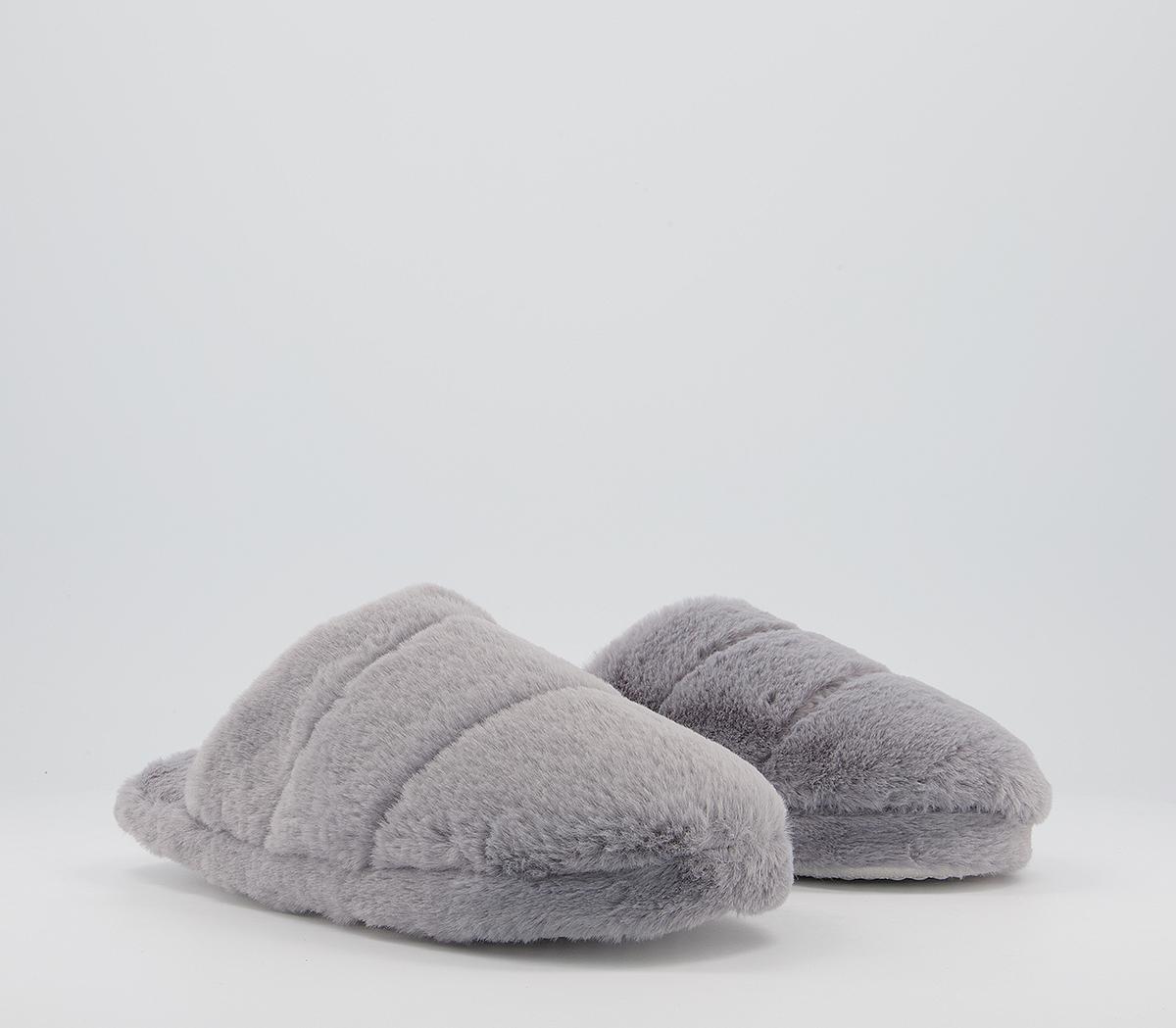 Office Farrah Furry Mule Slippers Office Farrah Furry Mule Slippers Grey Faux Fur