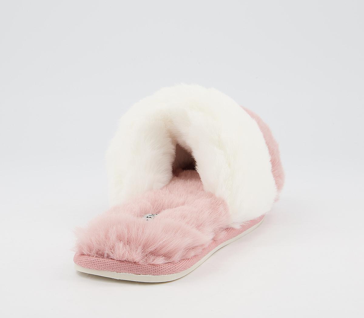 OFFICEFrankie Colour Block Mule Fluffy SlippersNude Cream Mix Faux Fur