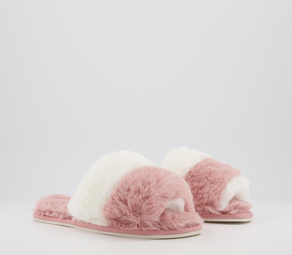OFFICEFrankie Colour Block Mule Fluffy Slippers OFFICEFrankie Colour Block Mule Fluffy SlippersNude Cream Mix Faux Fur