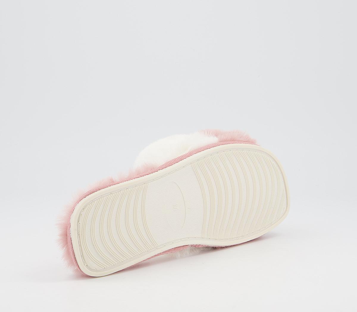 OFFICEFrankie Colour Block Mule Fluffy SlippersNude Cream Mix Faux Fur
