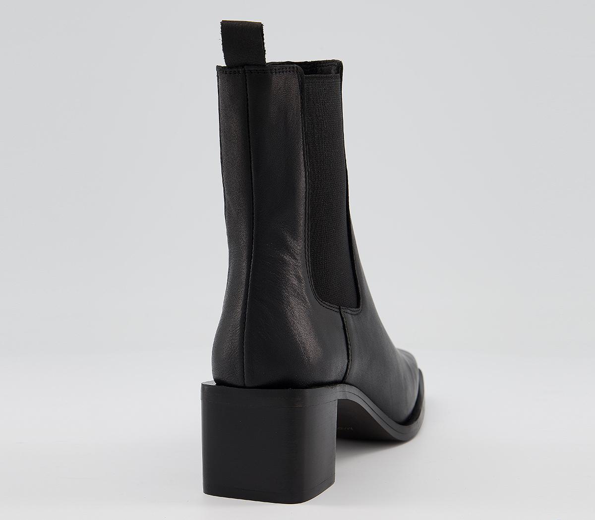 OFFICEAppreciate Square Toe Block Heel Chelsea BootsBlack Leather