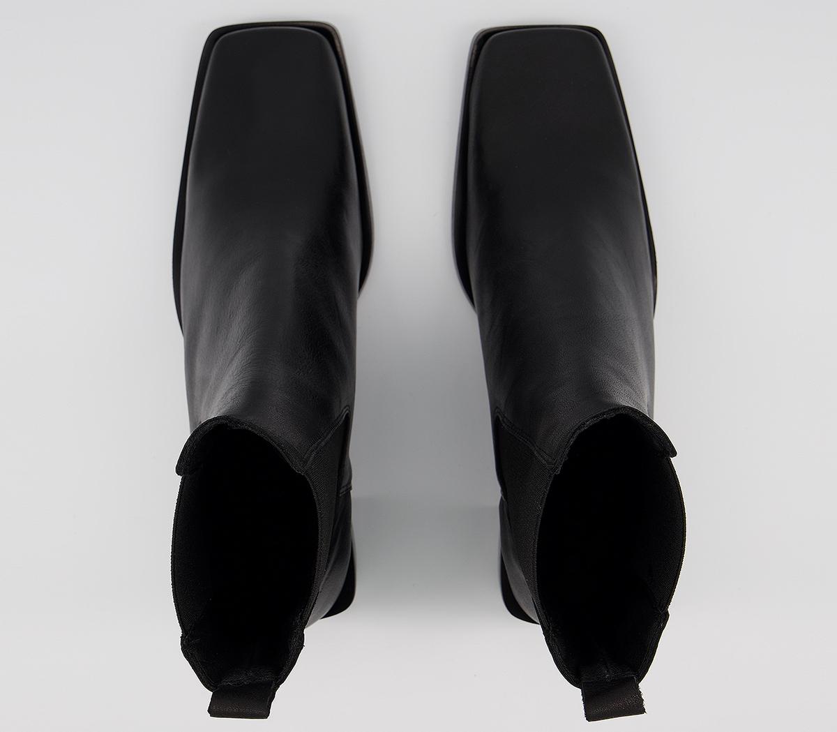 OFFICEAppreciate Square Toe Block Heel Chelsea BootsBlack Leather