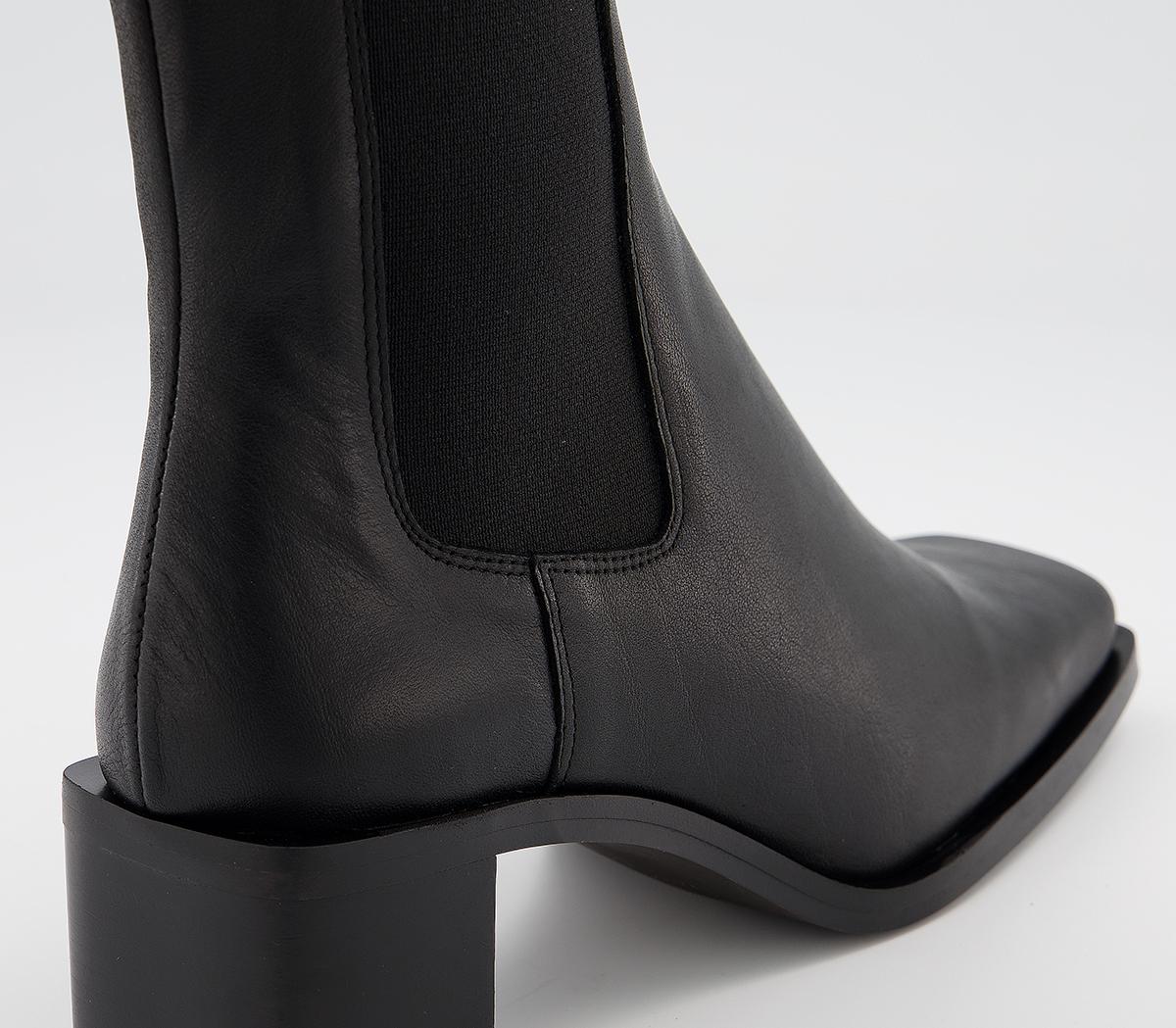 OFFICEAppreciate Square Toe Block Heel Chelsea BootsBlack Leather