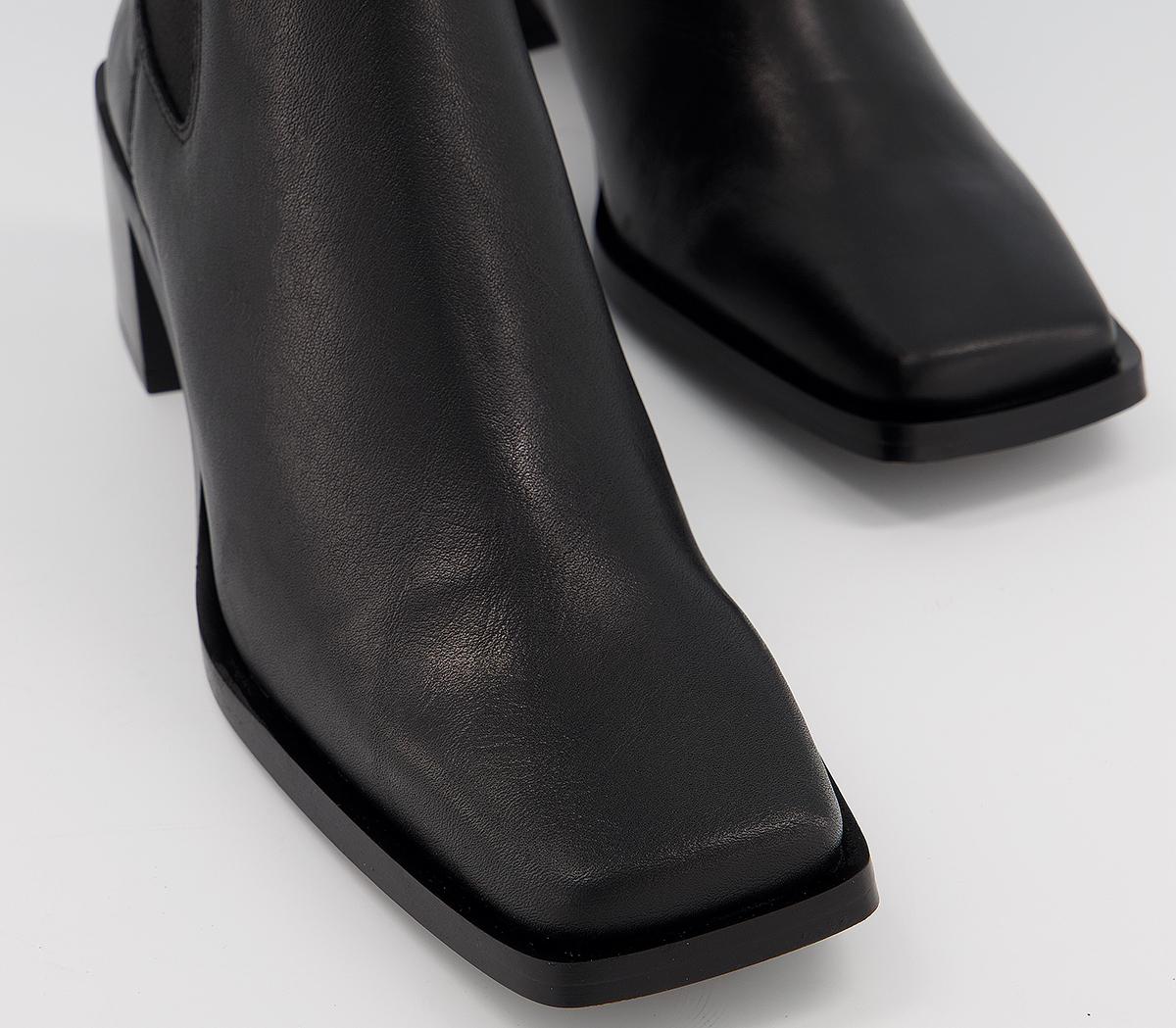 OFFICEAppreciate Square Toe Block Heel Chelsea BootsBlack Leather
