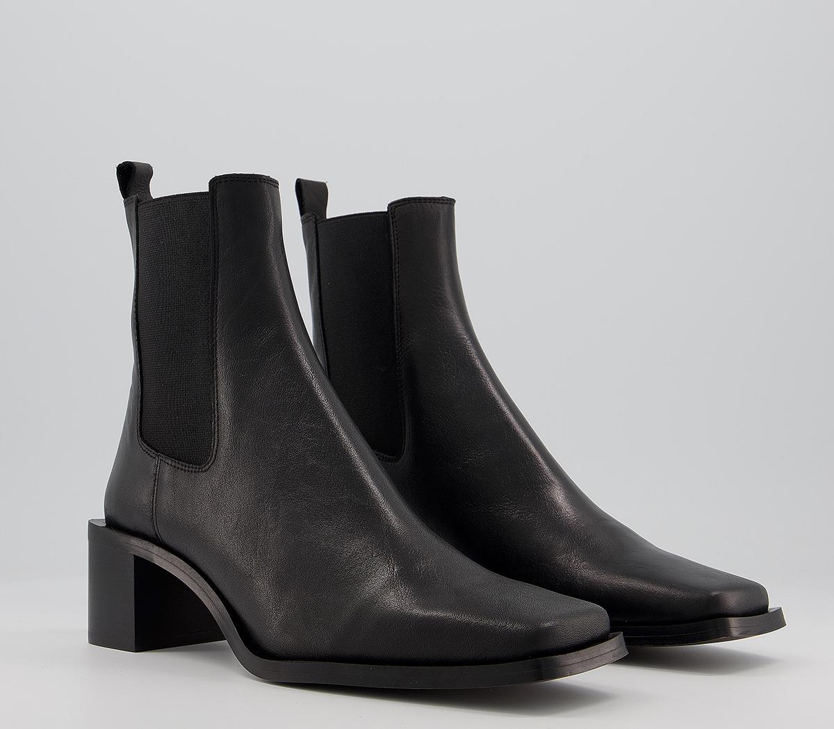 OFFICEAppreciate Square Toe Block Heel Chelsea BootsBlack Leather