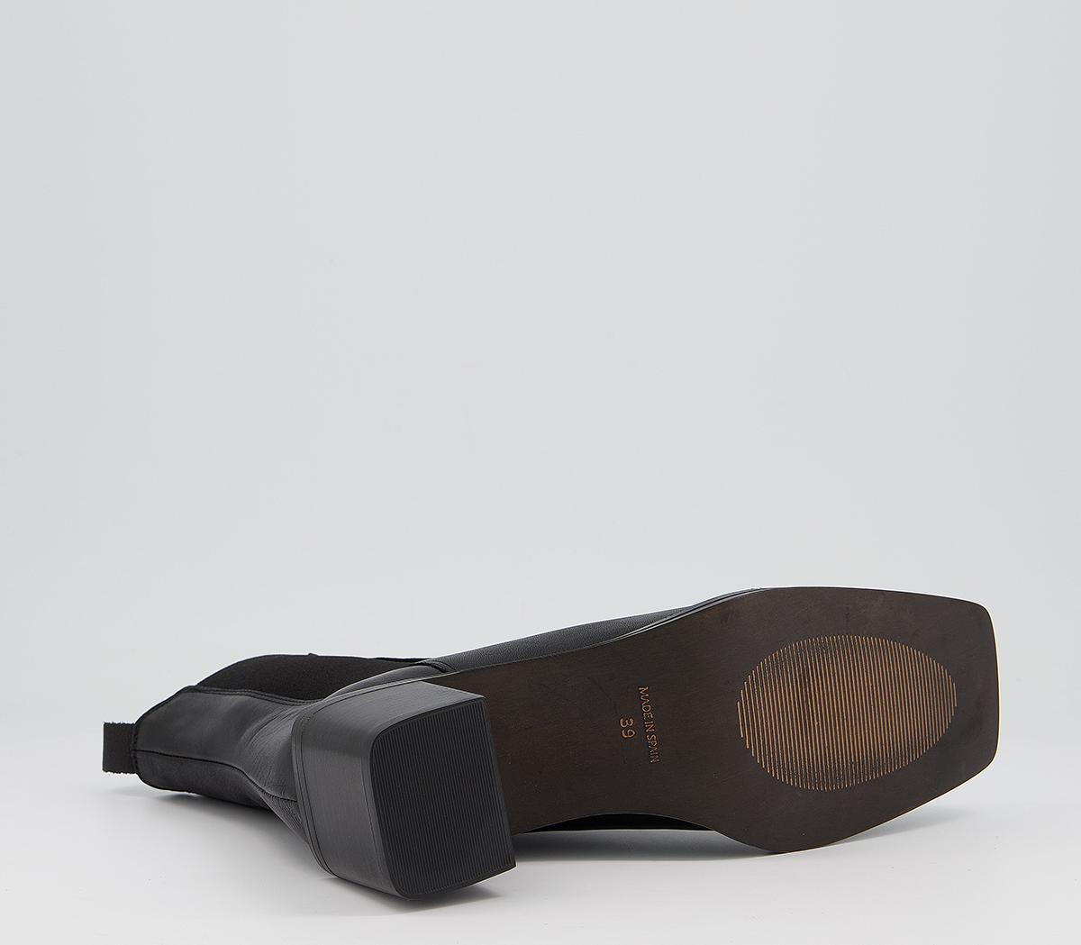 OFFICEAppreciate Square Toe Block Heel Chelsea BootsBlack Leather