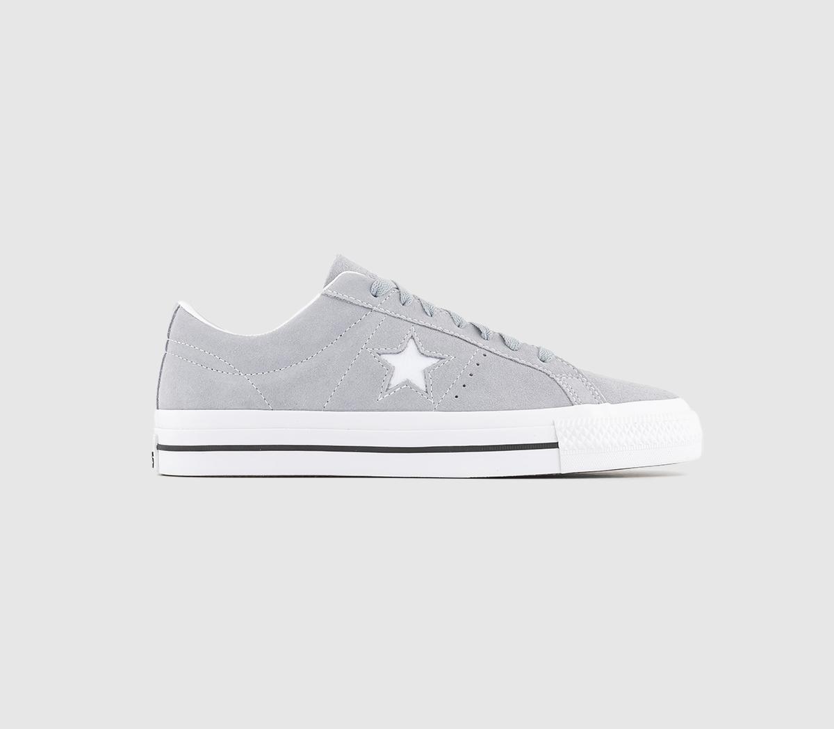 Converse One Star Pro Trainers Wolf Grey White Black Suede, 7