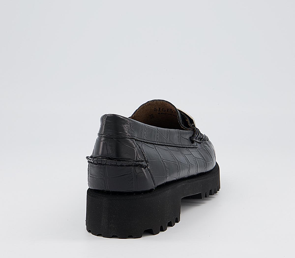 G.H Bass & Co Weejuns 90s Penny Plate Keeper Loafers G.H Bass & Co Weejuns 90s Penny Plate Keeper Loafers Black Croc