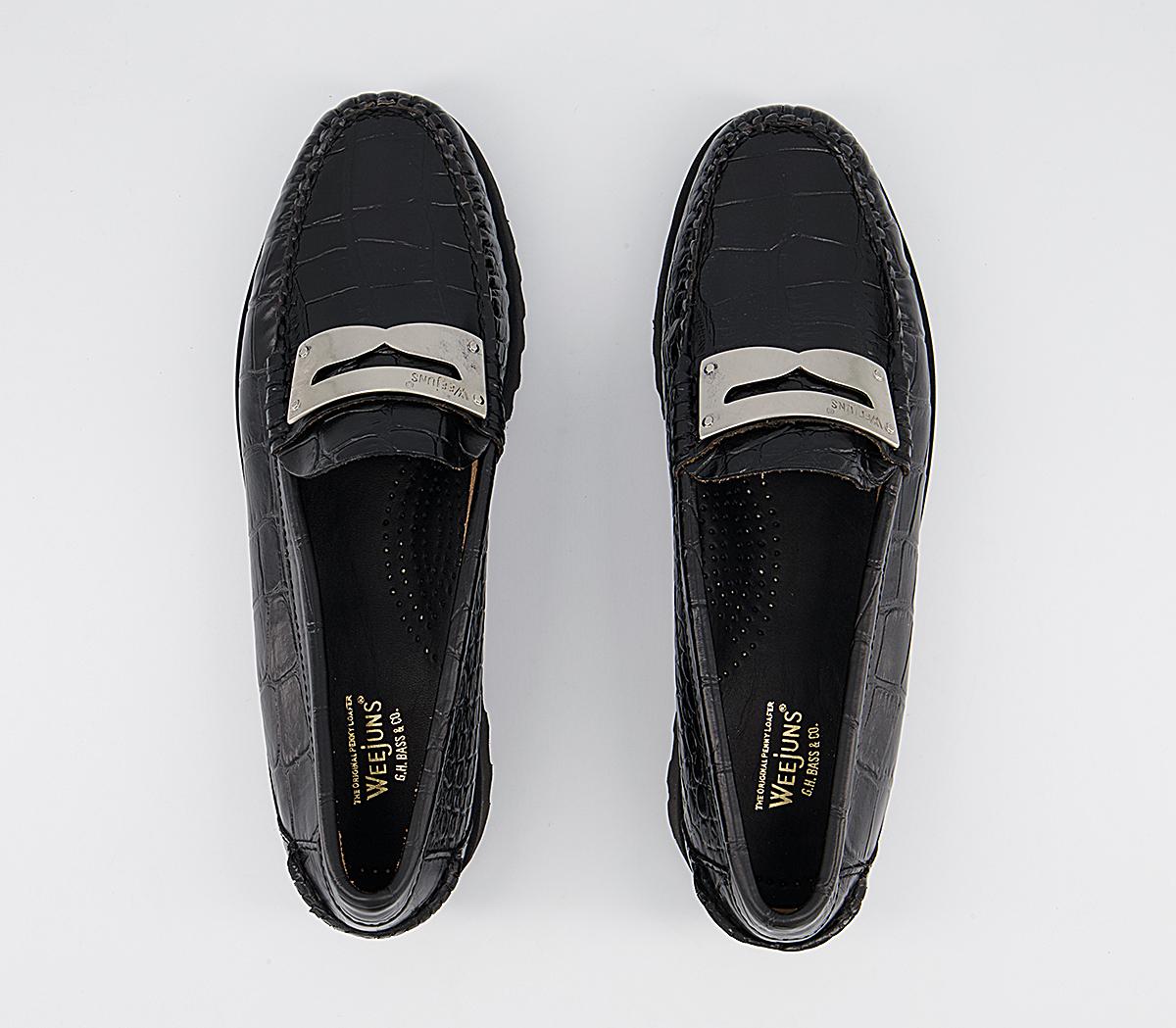 G.H Bass & Co Weejuns 90s Penny Plate Keeper Loafers G.H Bass & Co Weejuns 90s Penny Plate Keeper Loafers Black Croc