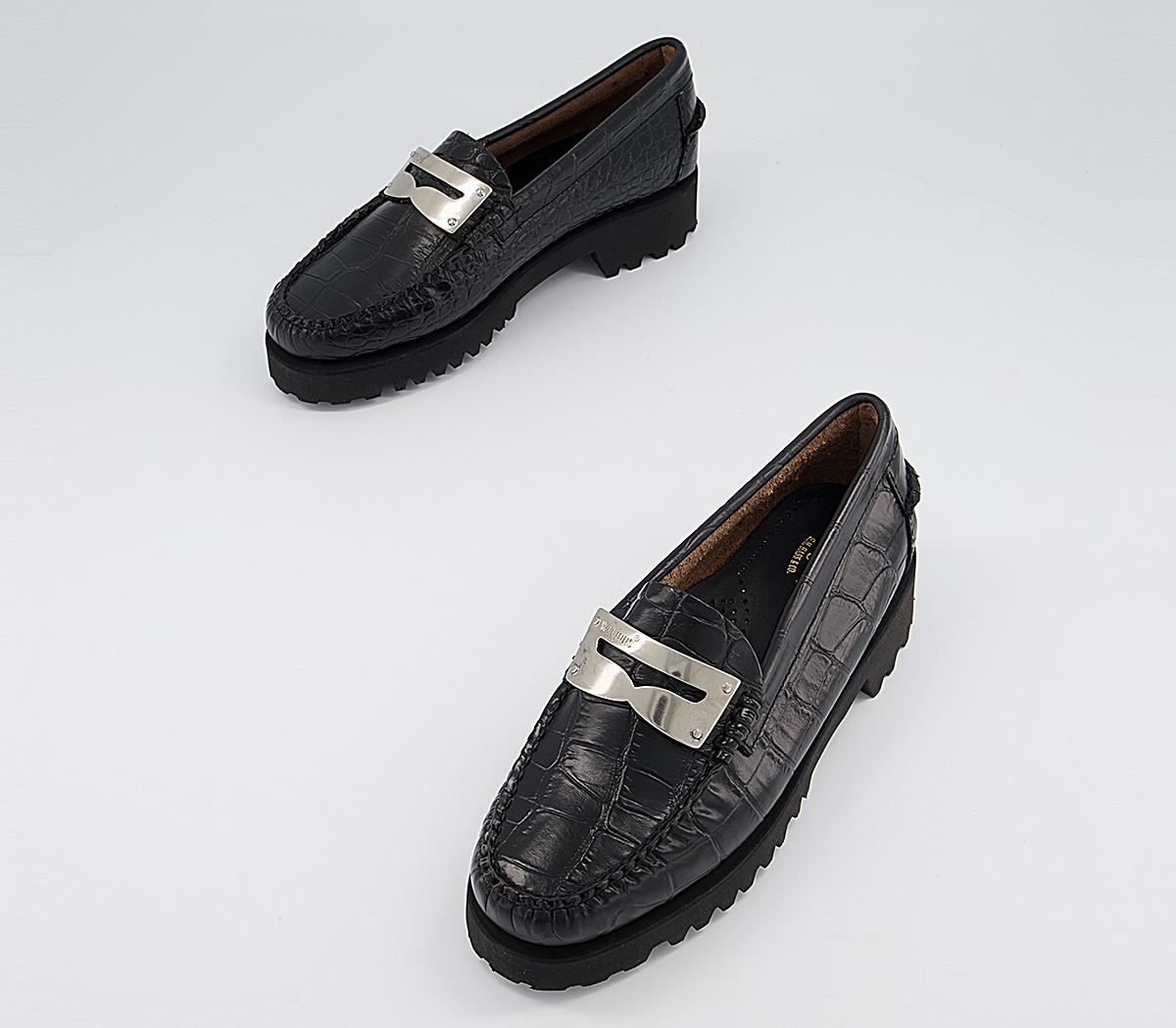 G.H Bass & Co Weejuns 90s Penny Plate Keeper Loafers G.H Bass & Co Weejuns 90s Penny Plate Keeper Loafers Black Croc