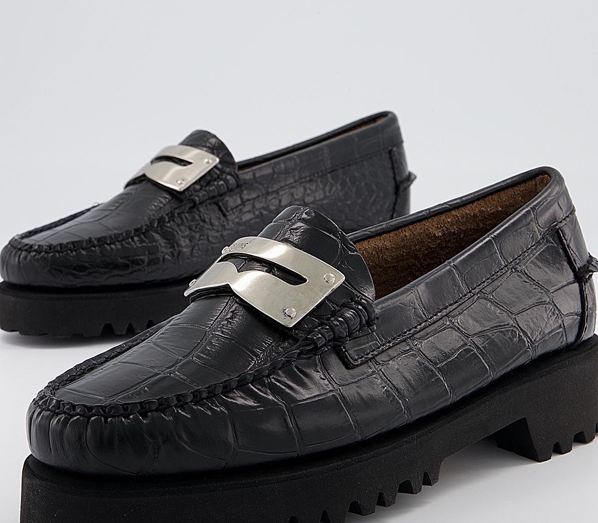 G.H Bass & Co Weejuns 90s Penny Plate Keeper Loafers G.H Bass & Co Weejuns 90s Penny Plate Keeper Loafers Black Croc