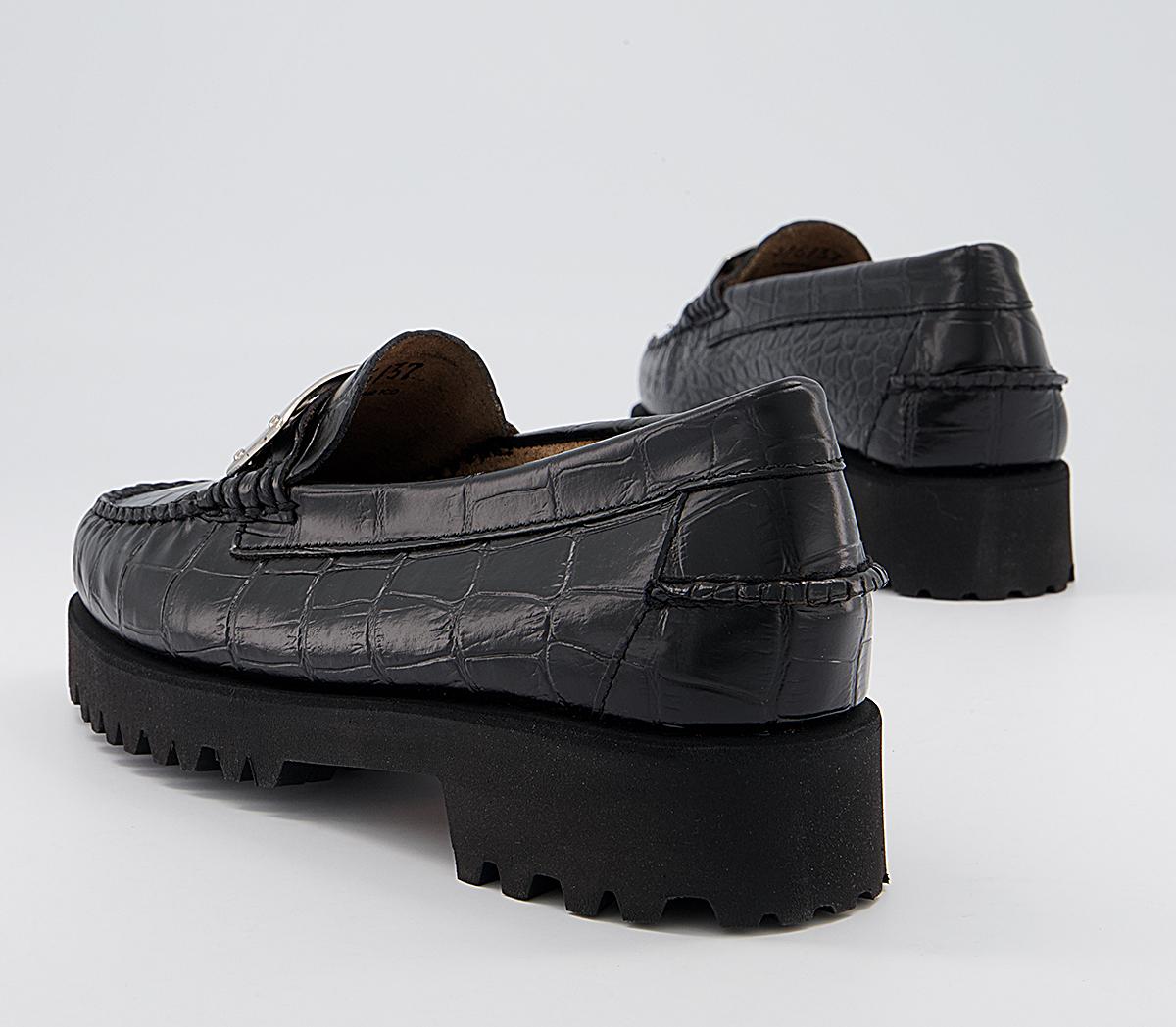 G.H Bass & Co Weejuns 90s Penny Plate Keeper Loafers G.H Bass & Co Weejuns 90s Penny Plate Keeper Loafers Black Croc