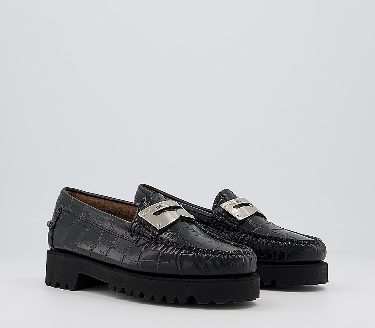 G.H Bass & Co Weejuns 90s Penny Plate Keeper Loafers G.H Bass & Co Weejuns 90s Penny Plate Keeper Loafers Black Croc