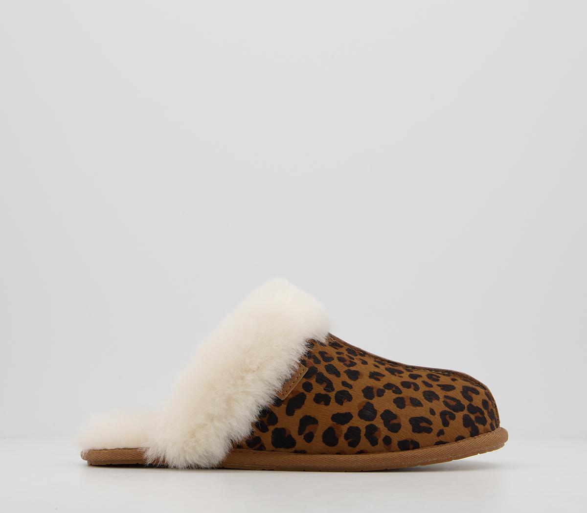 UGG Scuffette Leopard Slippers Natural Flat Shoes for Women