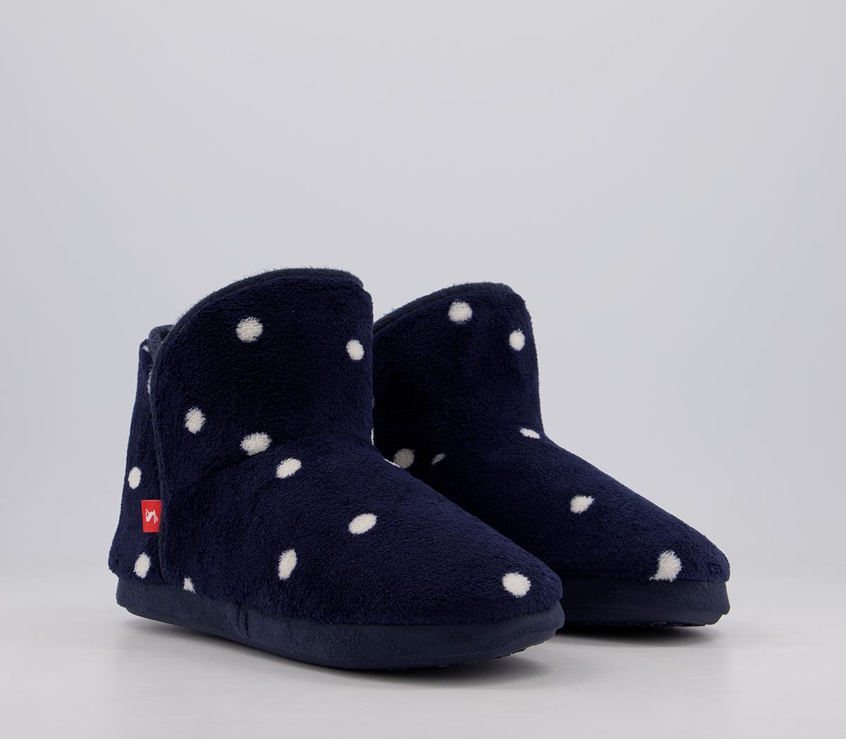 Joules Cabin Boots Navy Spot Women's Slippers