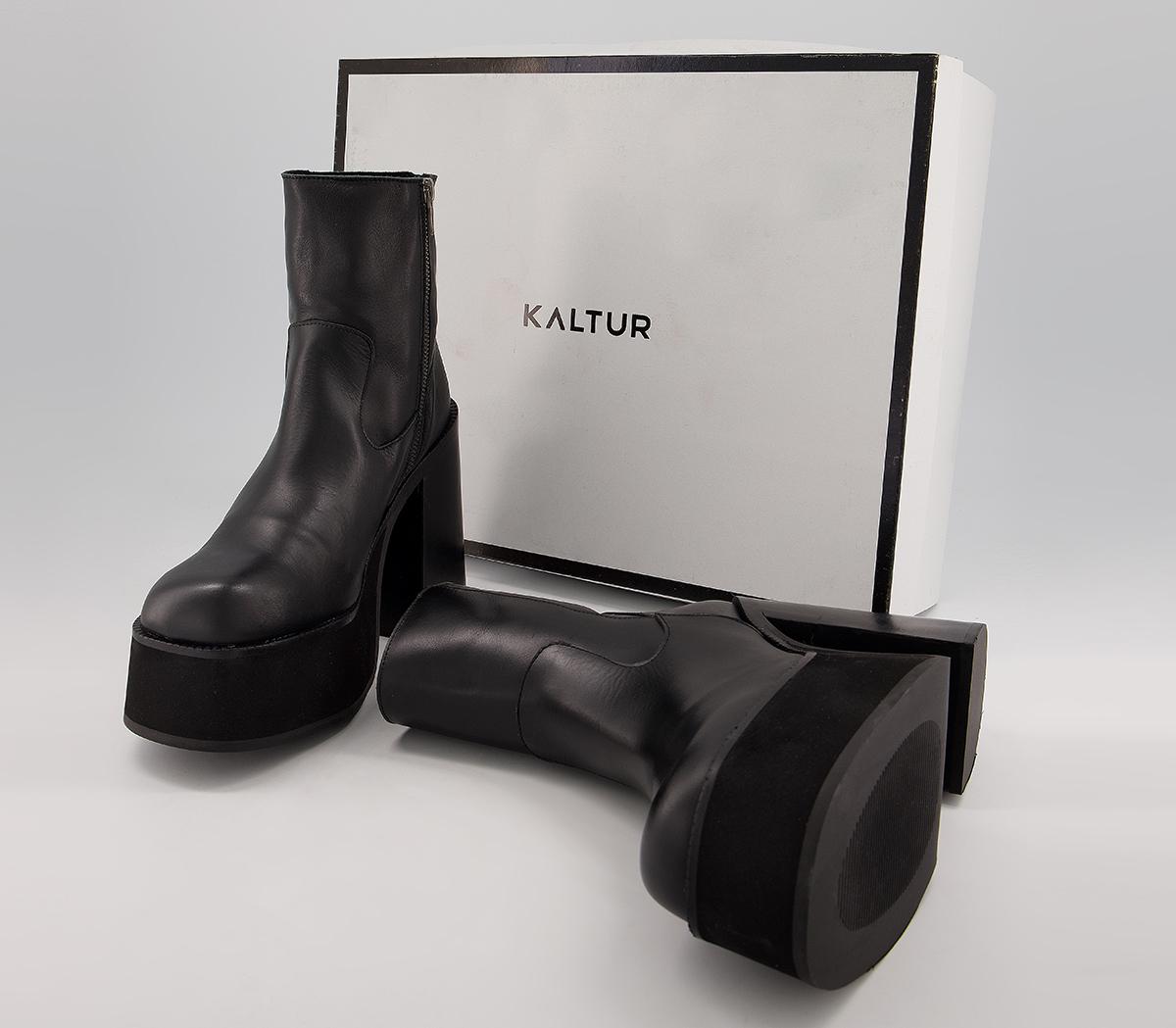 Kaltur Platform Boots Black - Women's Ankle Boots