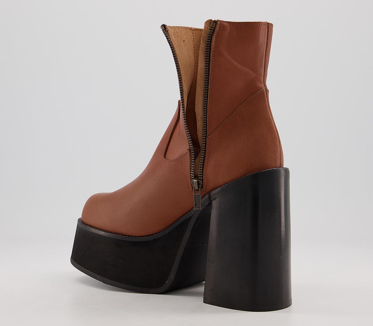 Kaltur Platform Boots Tan - Women's Ankle Boots