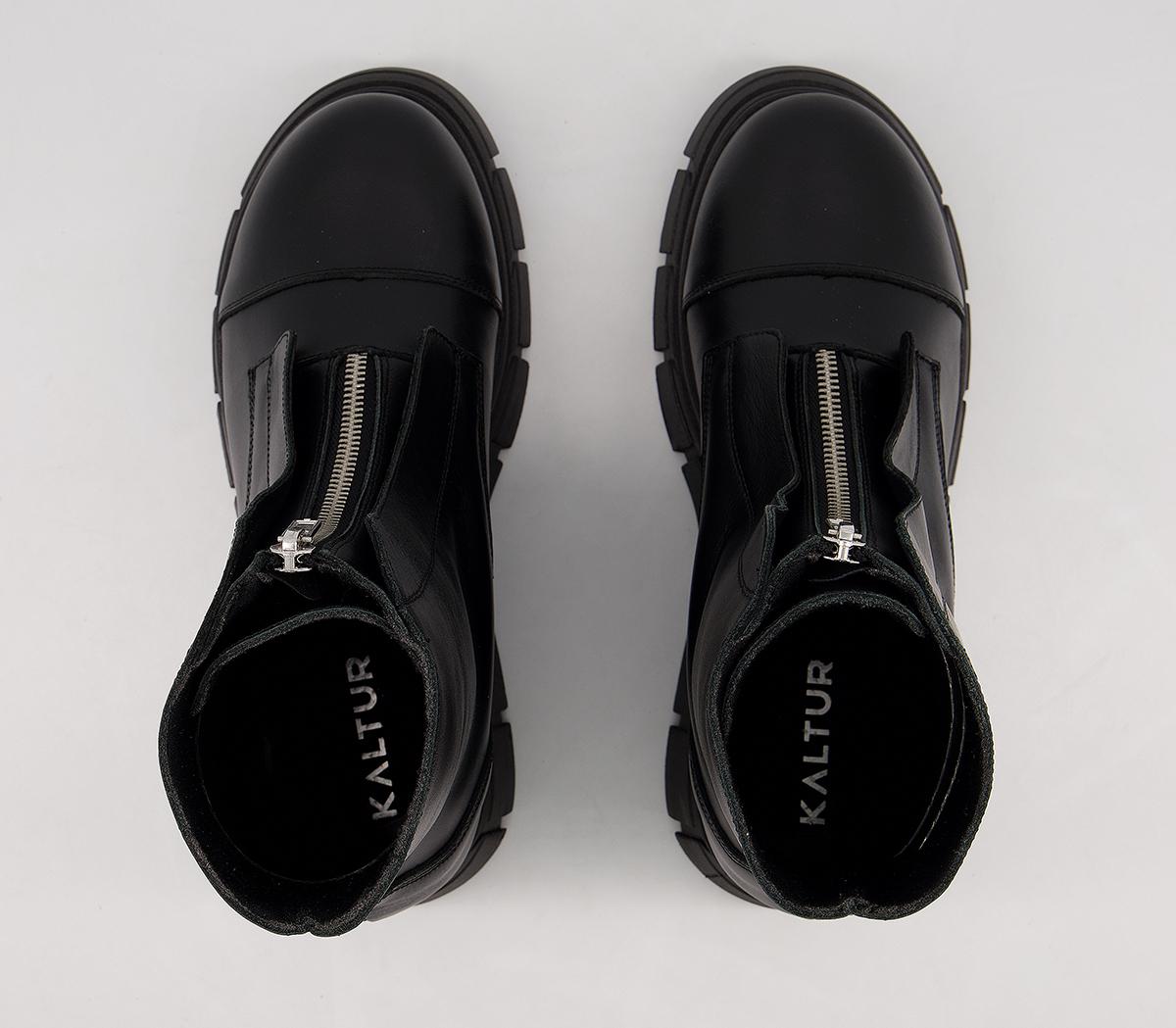 Kaltur Front Zip Boots Black - Women's Ankle Boots