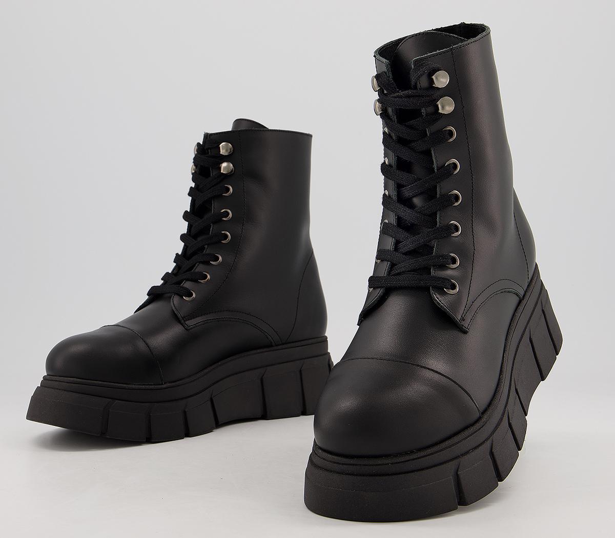 Kaltur Lace Up Boots Black - Women's Ankle Boots