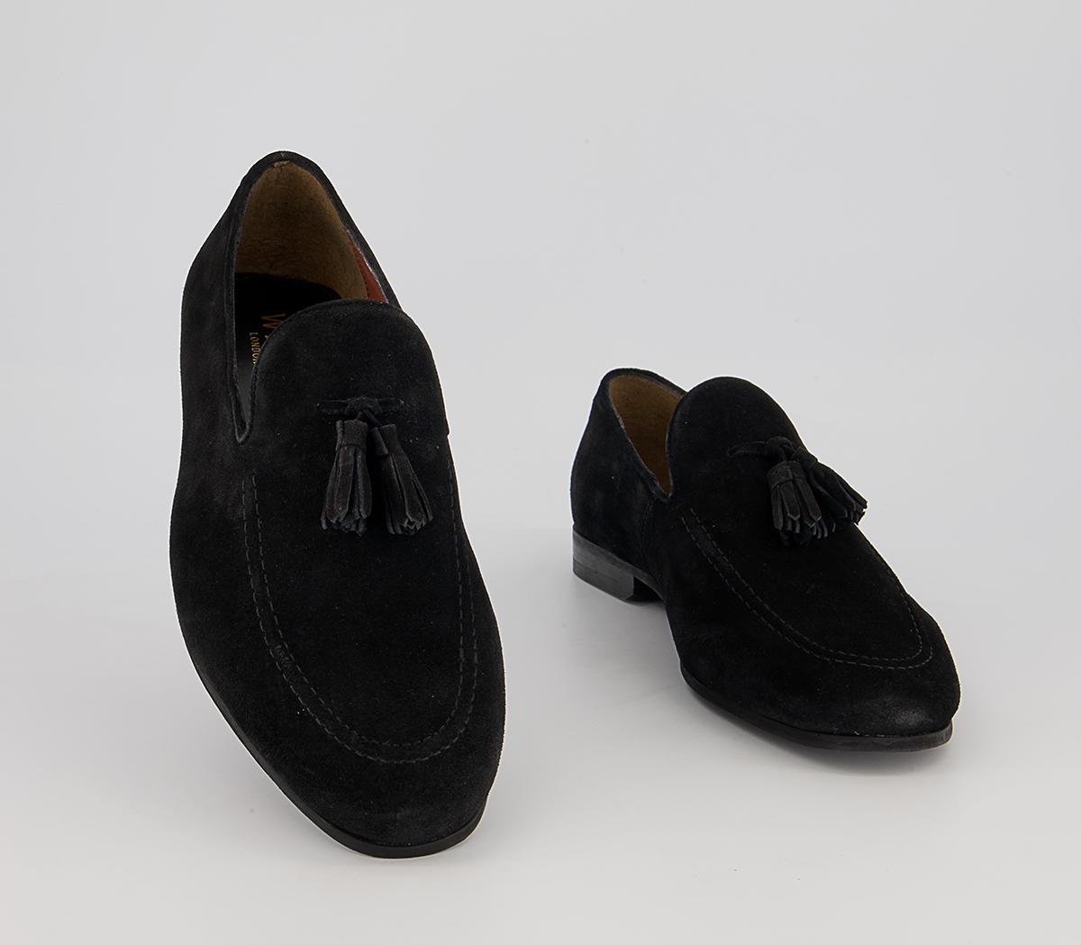Walk London Terry Tassel Loafers Walk London Terry Tassel Loafers Black Suede