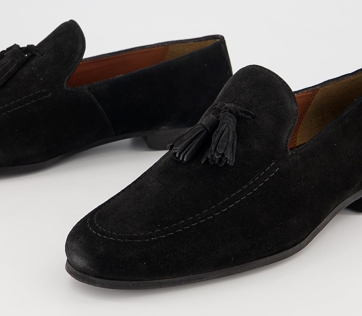 Walk London Terry Tassel Loafers Walk London Terry Tassel Loafers Black Suede