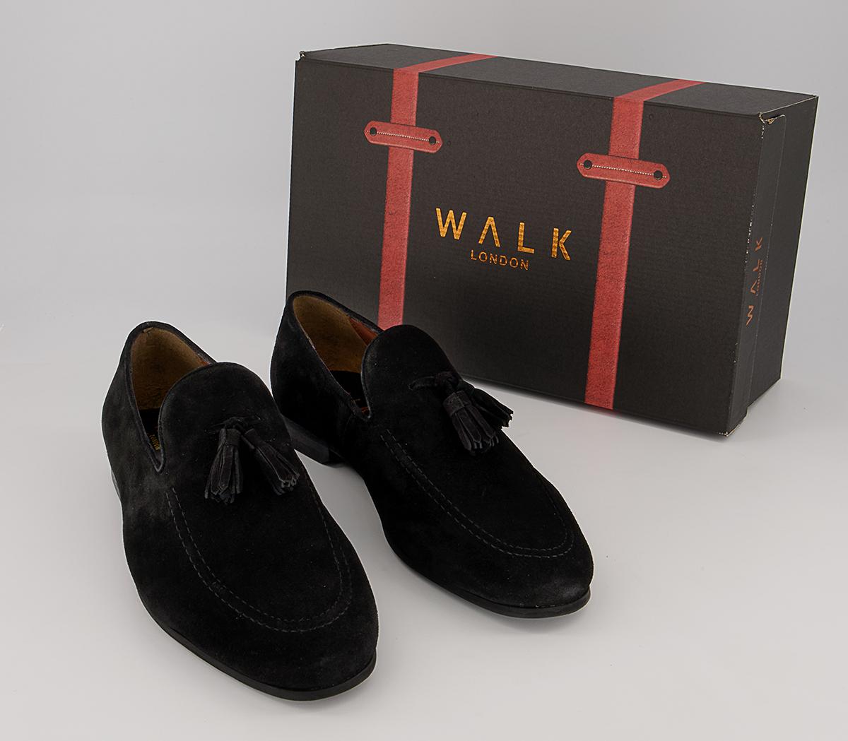 Walk London Terry Tassel Loafers Walk London Terry Tassel Loafers Black Suede