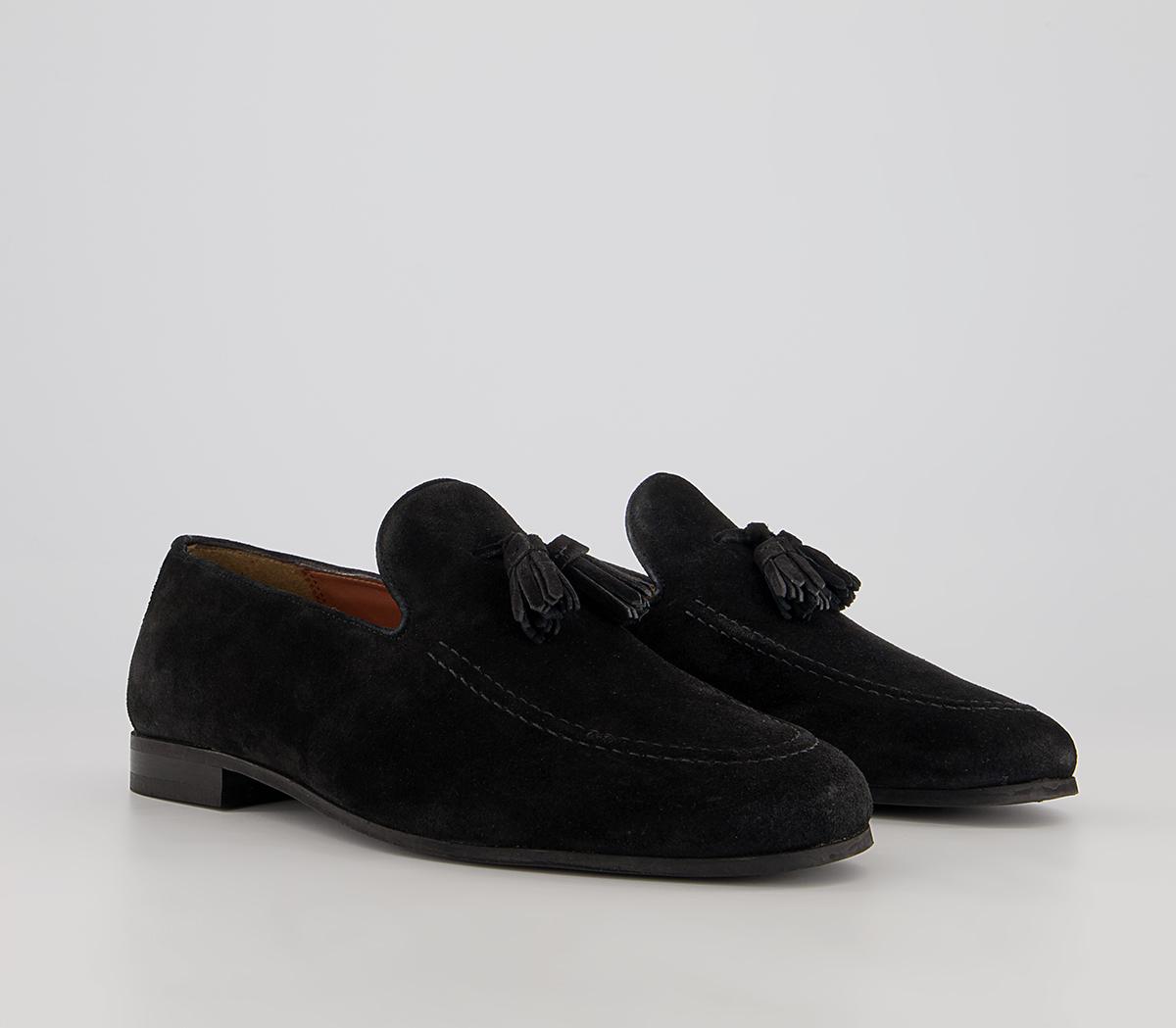 Walk London Terry Tassel Loafers Walk London Terry Tassel Loafers Black Suede